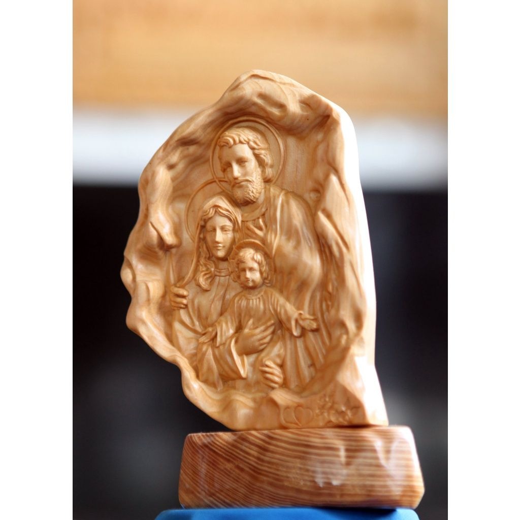Wooden Holy Family Desk Plaque, Catholic Christian Religious Tabletop Decor, Handmade Wood Icon, Home Altar Gift for Family and Church